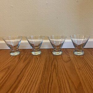 4 four 8 oz ounce glass dessert dishes cups dizzy cocktail Crate Barrel glasses